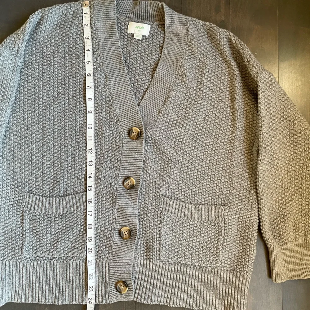 Aerie Cozy Gray Button-Up Women Cardigan Sweater Size Medium - Picture 6 of 10